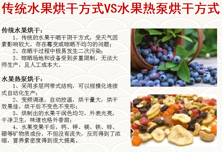 传统水果烘干与热泵烘干的对比 传统水果烘干与热泵烘干的对比
